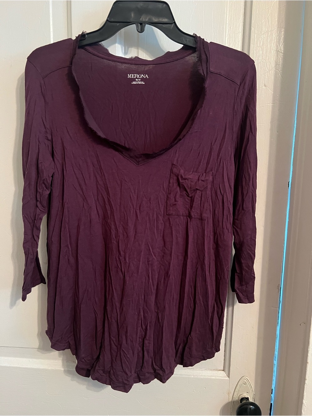 Merona Plum V-Neck Long Sleeve Pocket Tee